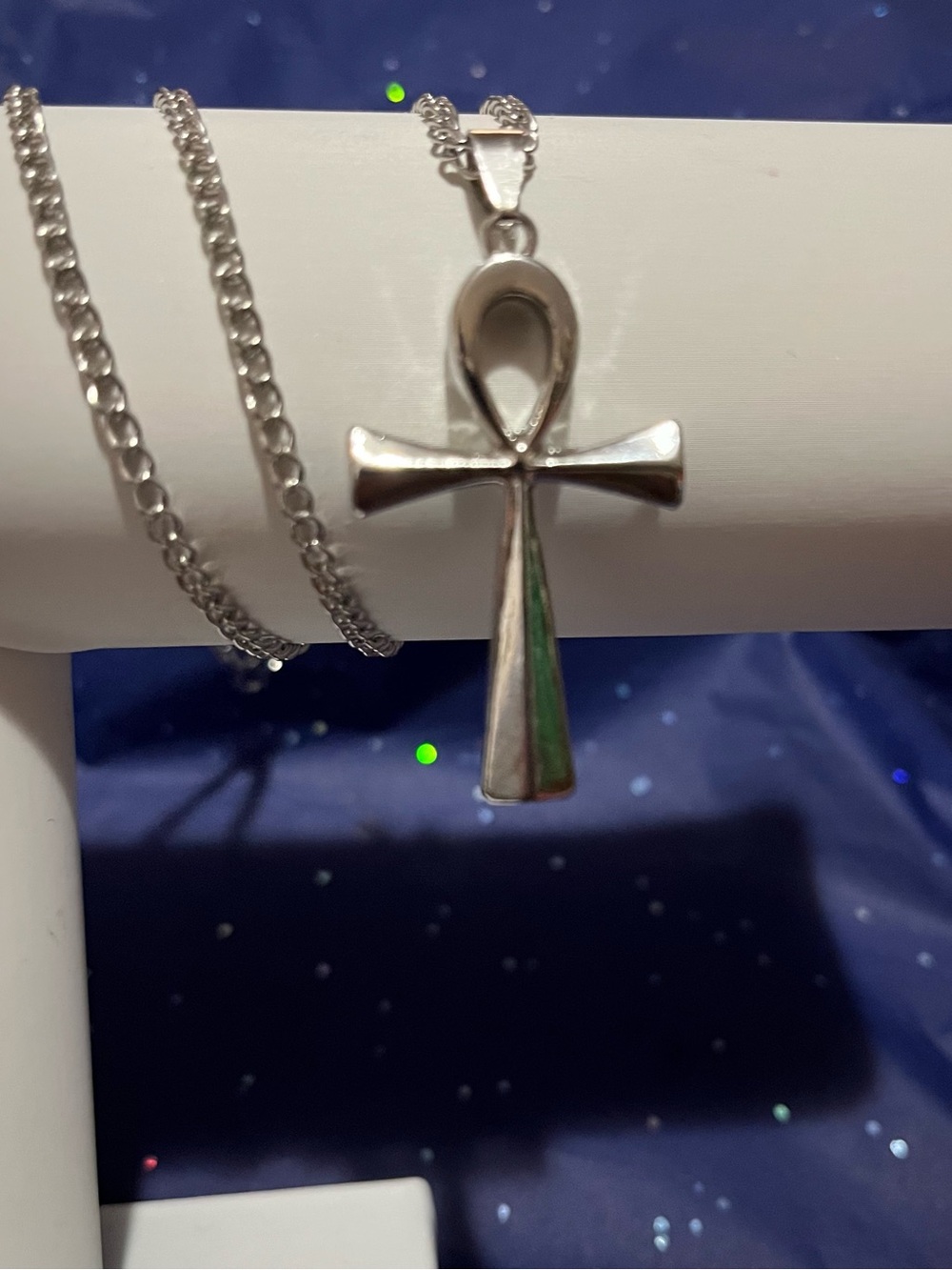 Ankh Cross Pendant Necklace in Silver unisex